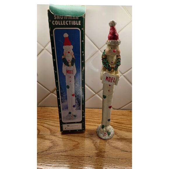 Vintage Tall Resin Pole Snowman Noel Christmas Decoration Figurine - Picture 1 of 5